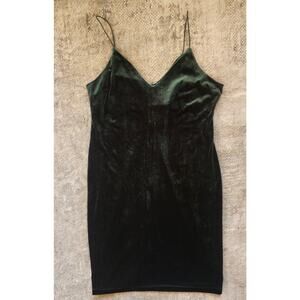 Y2K Green Velvet Slip Dress Sz XXL B. Smart Party Holiday Grunge Punk Spaghetti